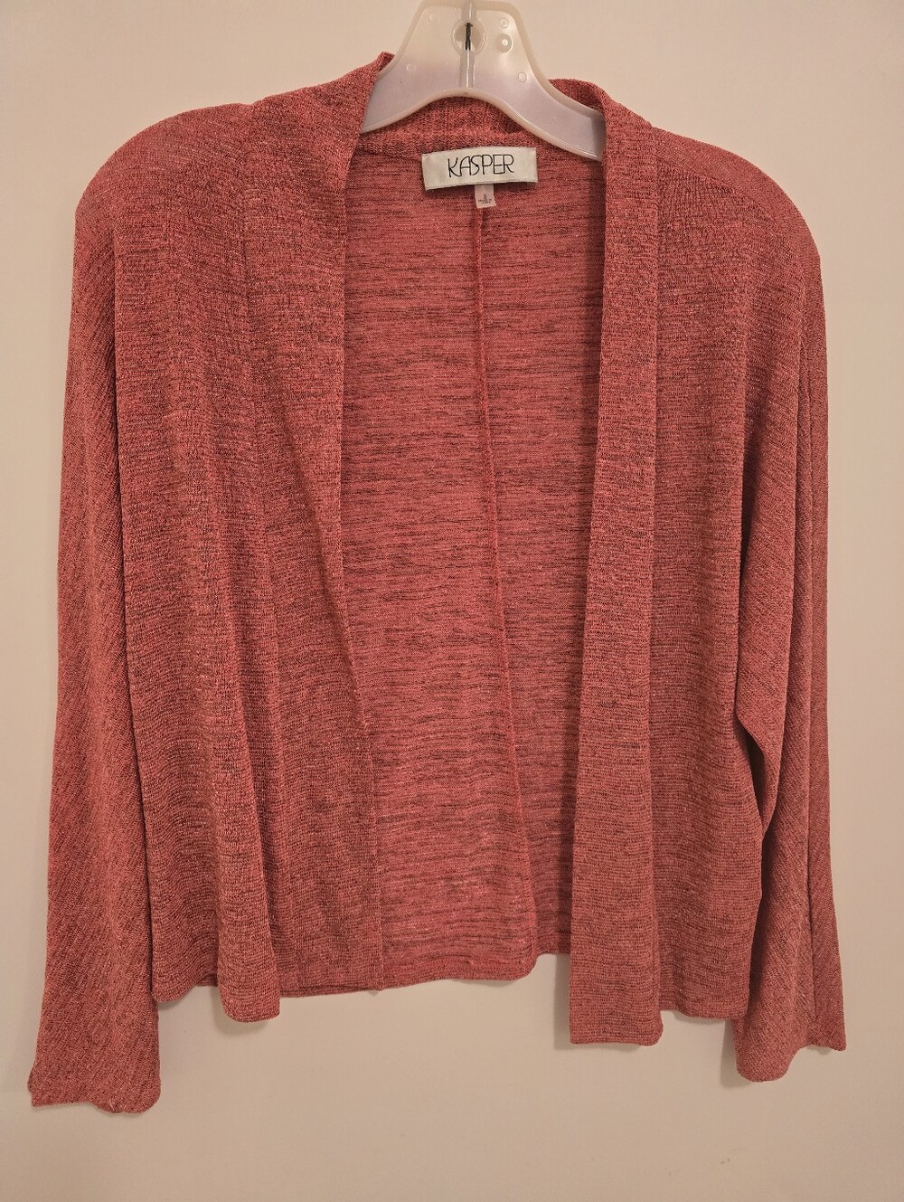 Kasper Open-Front Women's Cardigan Sweater - Coral Small